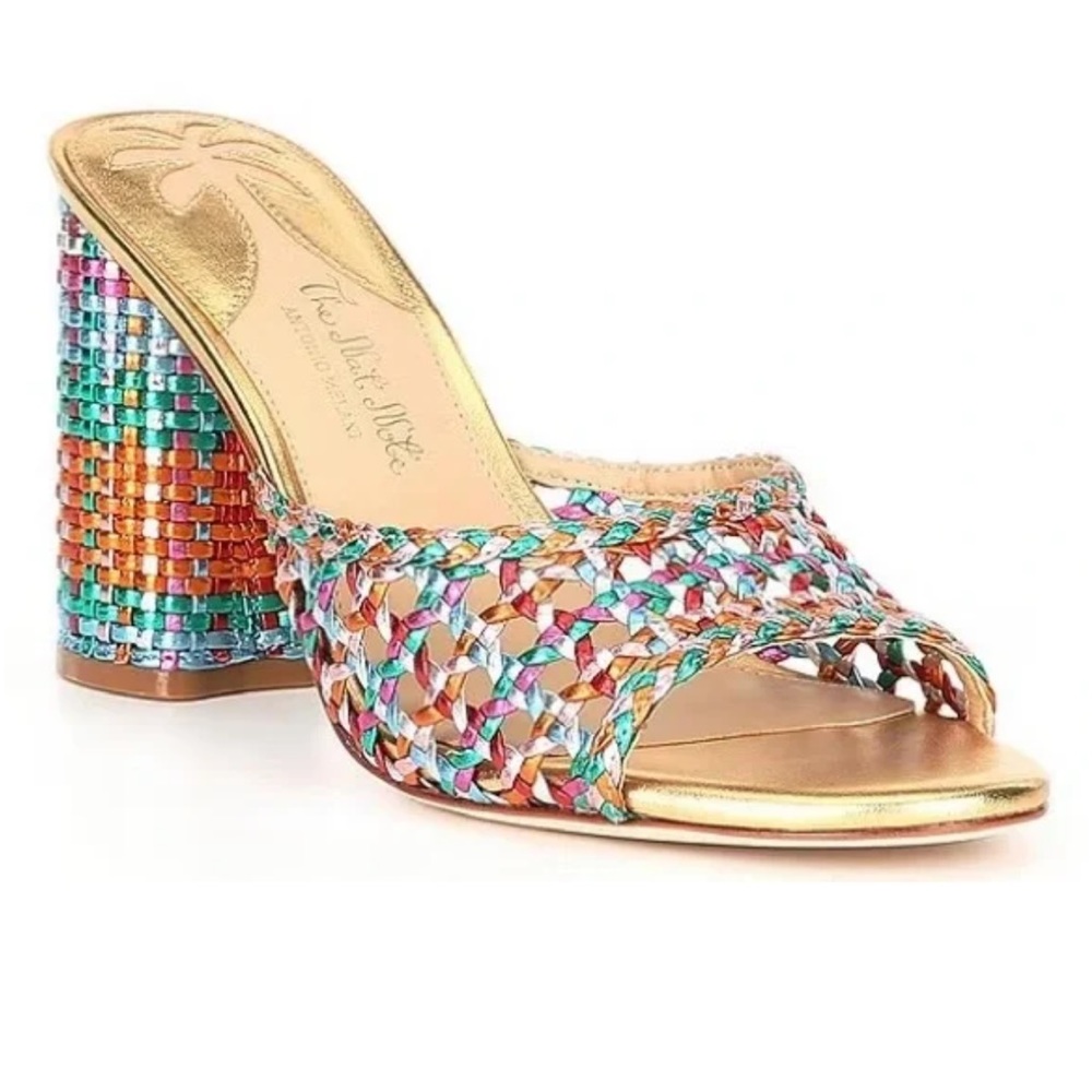 Antonio Melani x The Nat Note Riviera Rainbow Woven Metallic Slip-On Mules - Picture 4 of 16